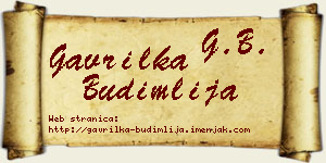 Gavrilka Budimlija vizit kartica